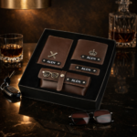 Personalised Leather Gift Set for Men with FREE Metal Crystal Pen